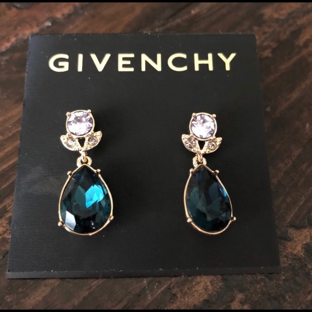 NWT Givenchy Teal Swarovski Earrings